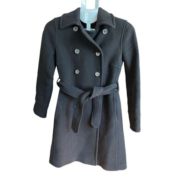 ✨SALE✨ J. Crew Stadium Cloth belted black coat 2p - Picture 1 of 6